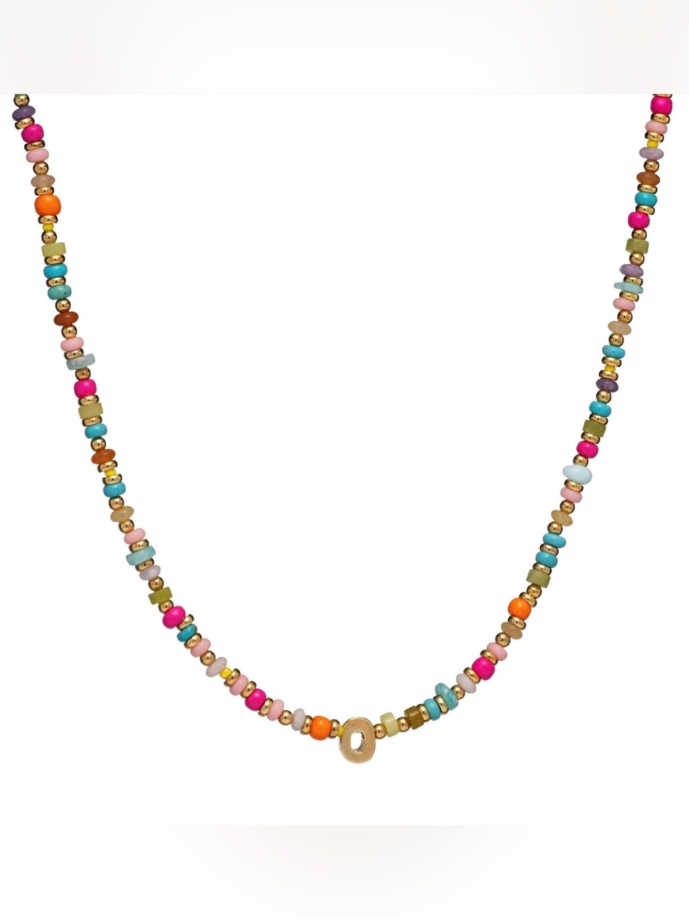 NEW✨ Mayamar Multi Stone Beaded Initial O Necklace Jade Amethyst Turquoise Opal